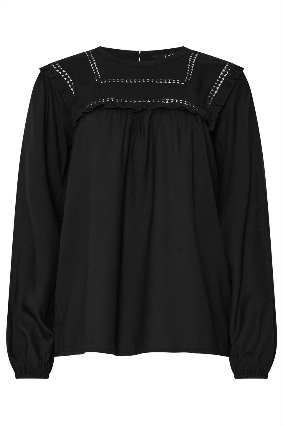 LTS Tall Black Woven Frill Blouse