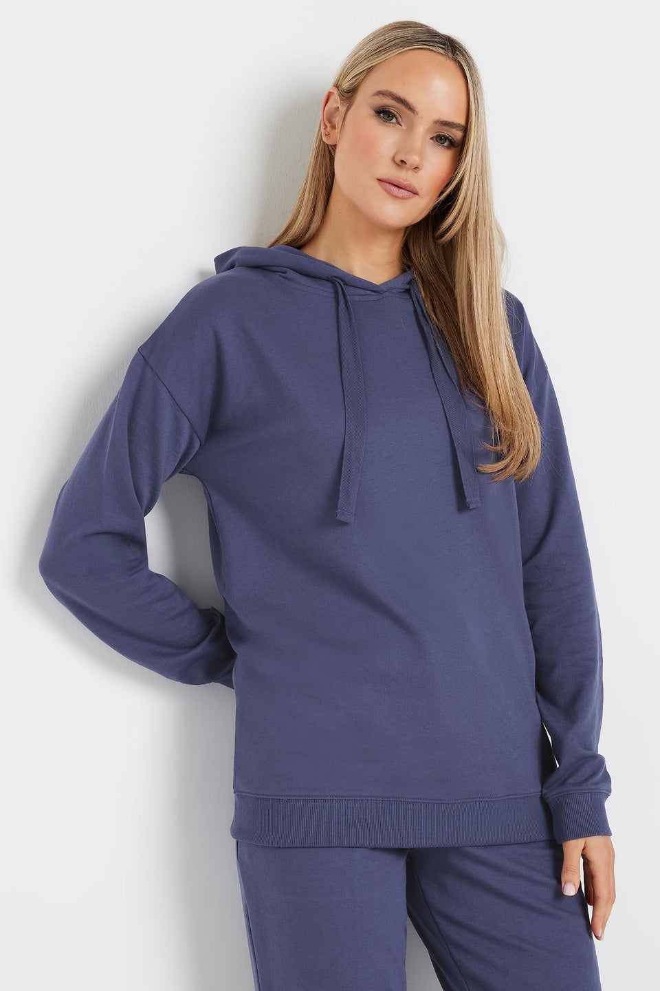 Long Tall Sally Blue Jersey Drawcord Hoodie
