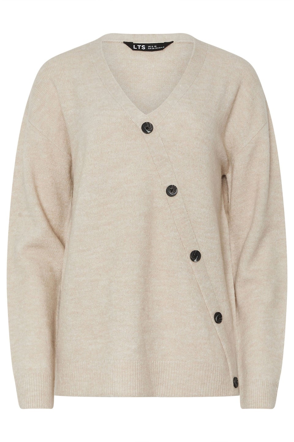 Long Tall Sally Natural Brown Knit Wrap Button Jumper
