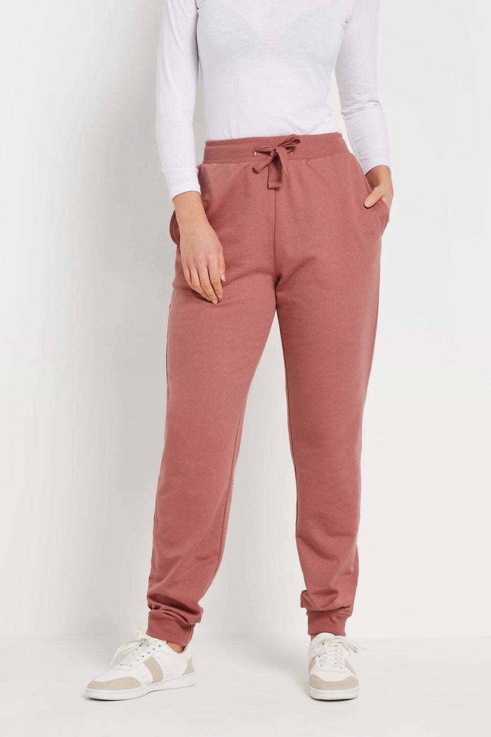 Long Tall Sally Coral Pink Jersey Drawcord Cuffed Joggers