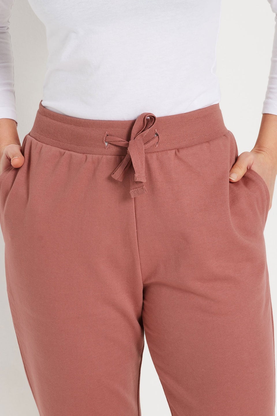 Long Tall Sally Coral Pink Jersey Drawcord Cuffed Joggers