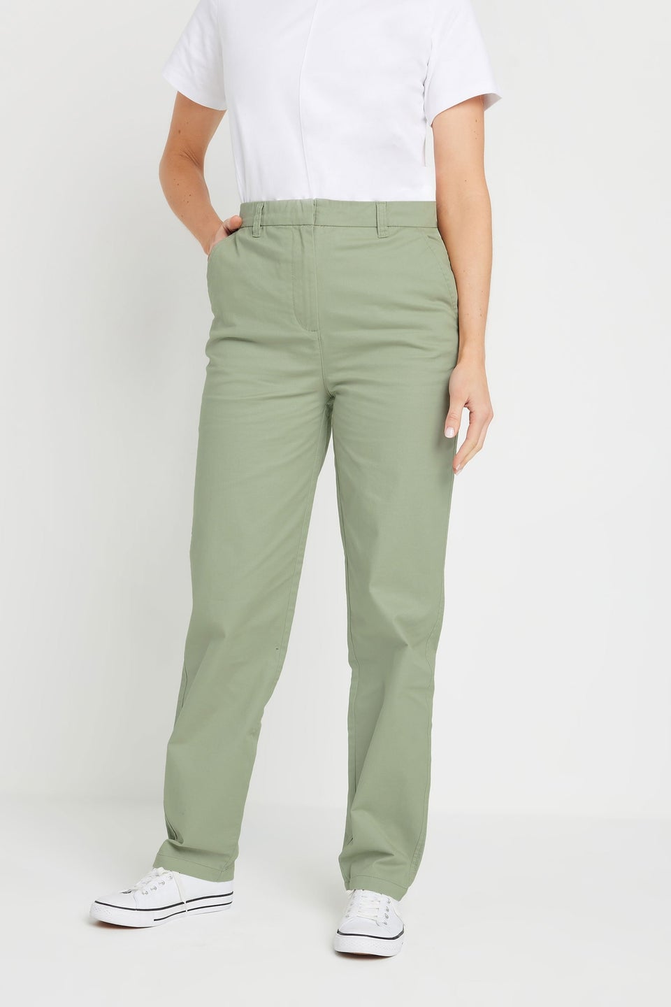 Long Tall Sally Sage Green Cotton Chino Jeans
