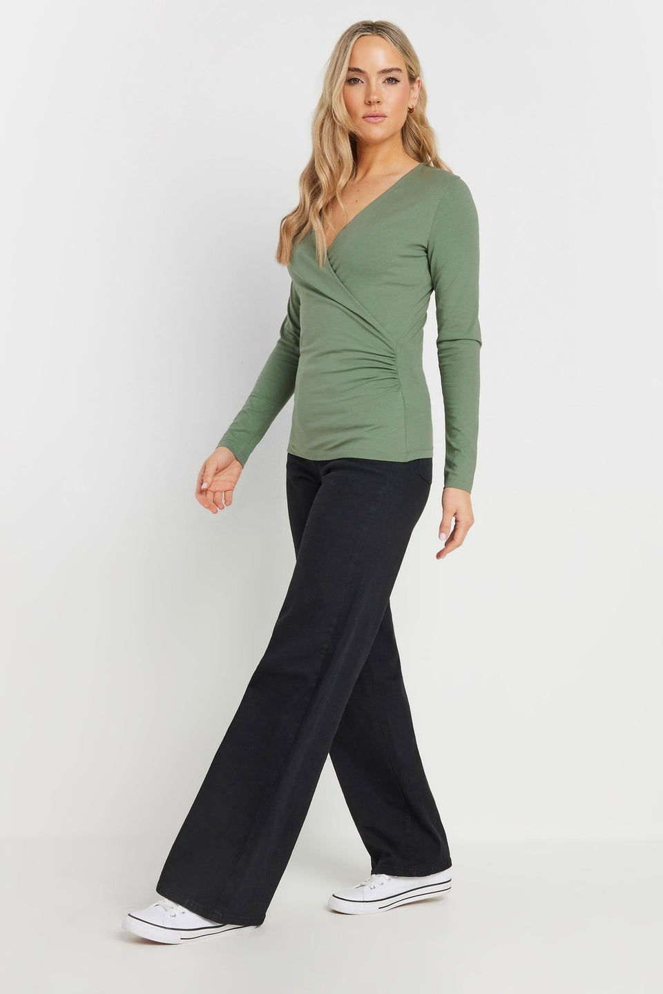 Long Tall Sally Sage Green Long Sleeve Wrap Top