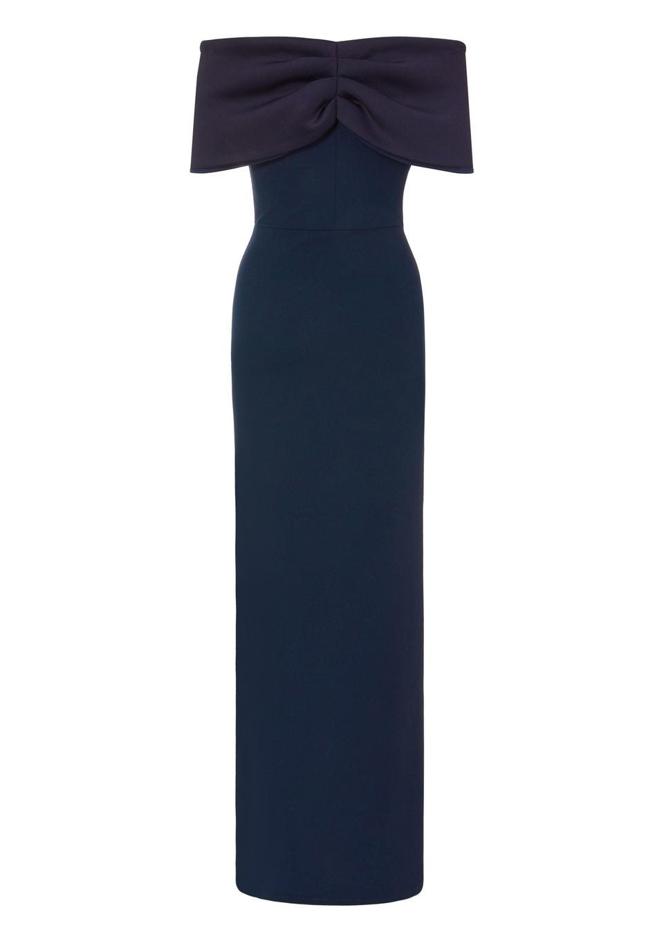 Quiz Navy Bardot Front Wrap Maxi Dress
