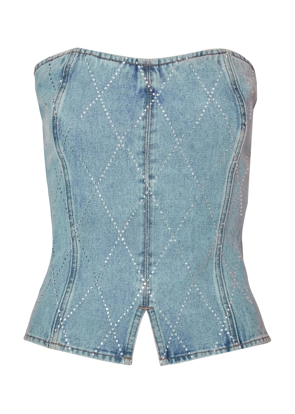 Quiz Blue Diamante Denim Corset Top