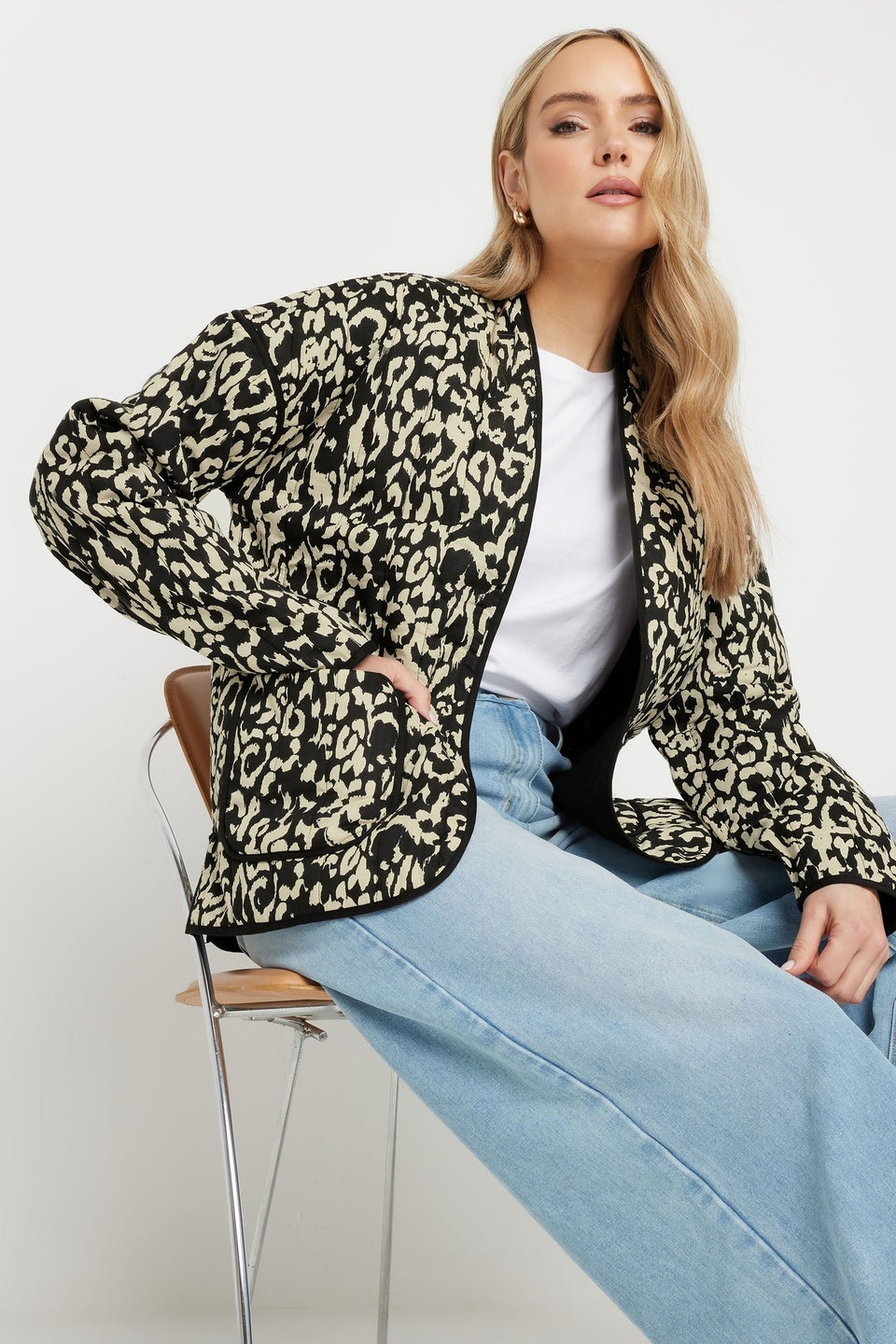 Long Tall Sally Black Abstract Quilted Jacket