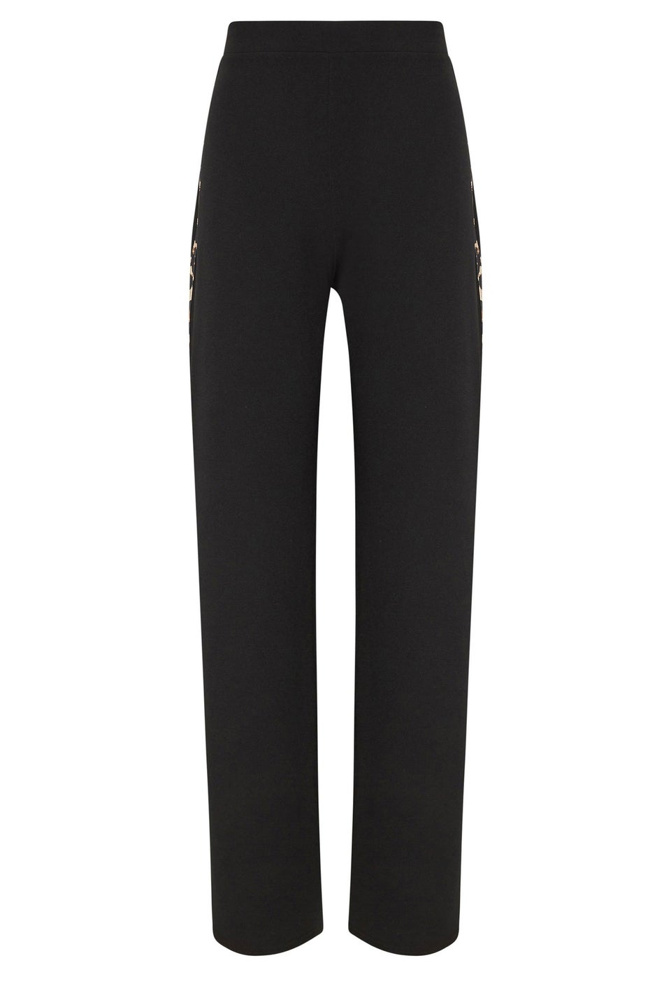 Long Tall Sally Black Leopard Print Stripe Trousers
