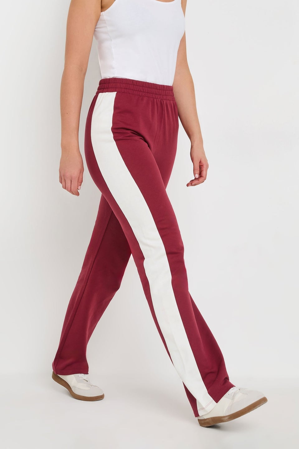 Long Tall Sally Red Side Stripe Fitted Straight Leg Joggers