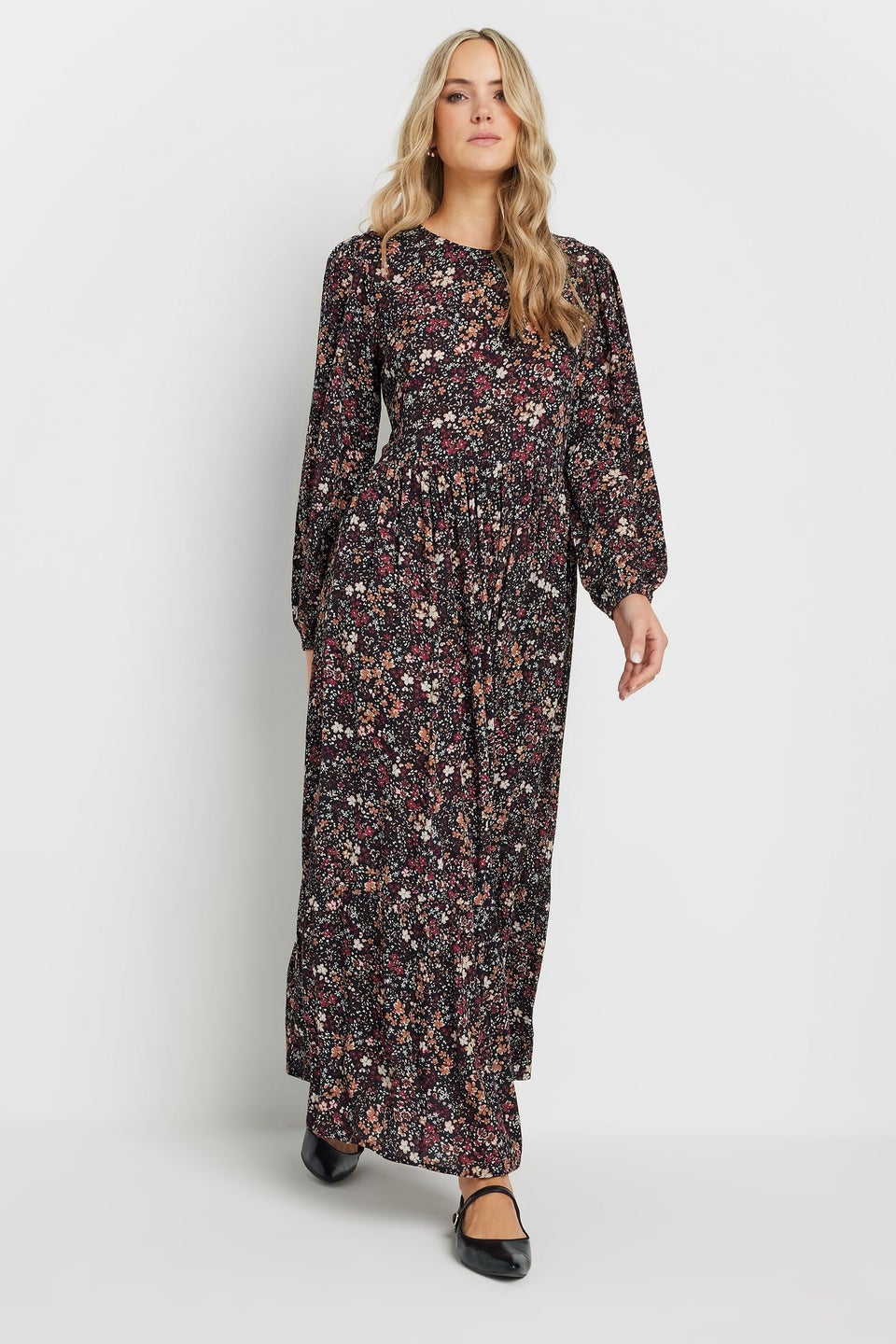 Long Tall Sally Black Crinkle Ditsy Floral Maxi Dress