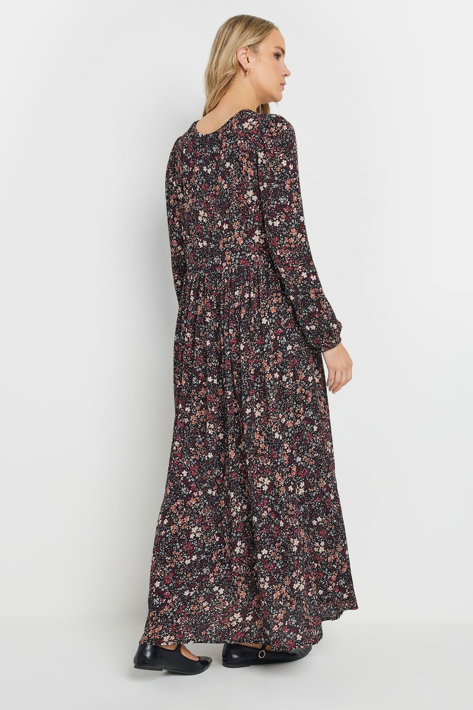 Long Tall Sally Black Crinkle Ditsy Floral Maxi Dress