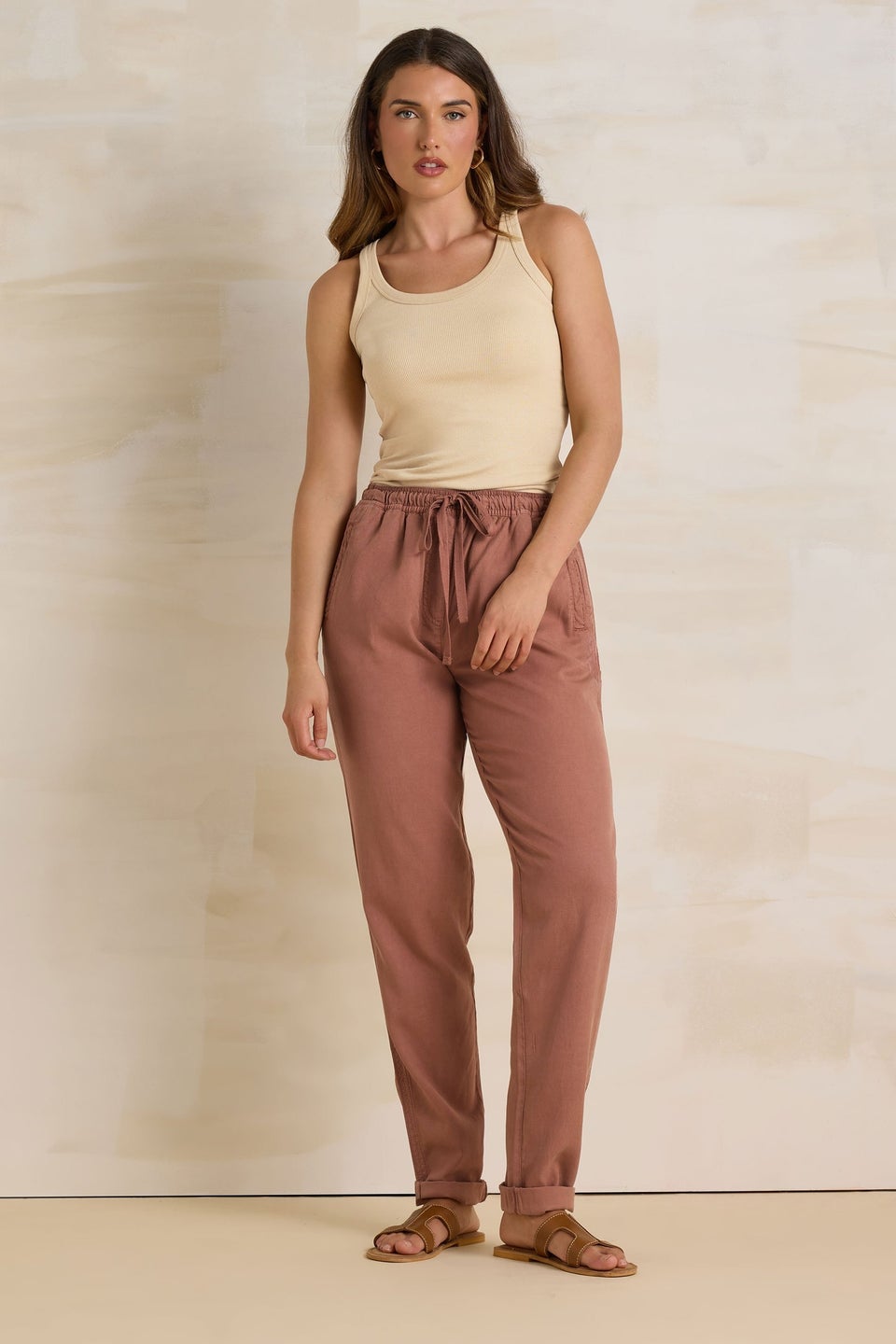 Long Tall Sally Rust Orange Lyocell Blend Joggers