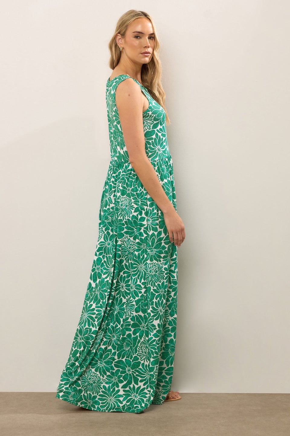 Long Tall Sally Green Floral Print Sleeveless Maxi Dress
