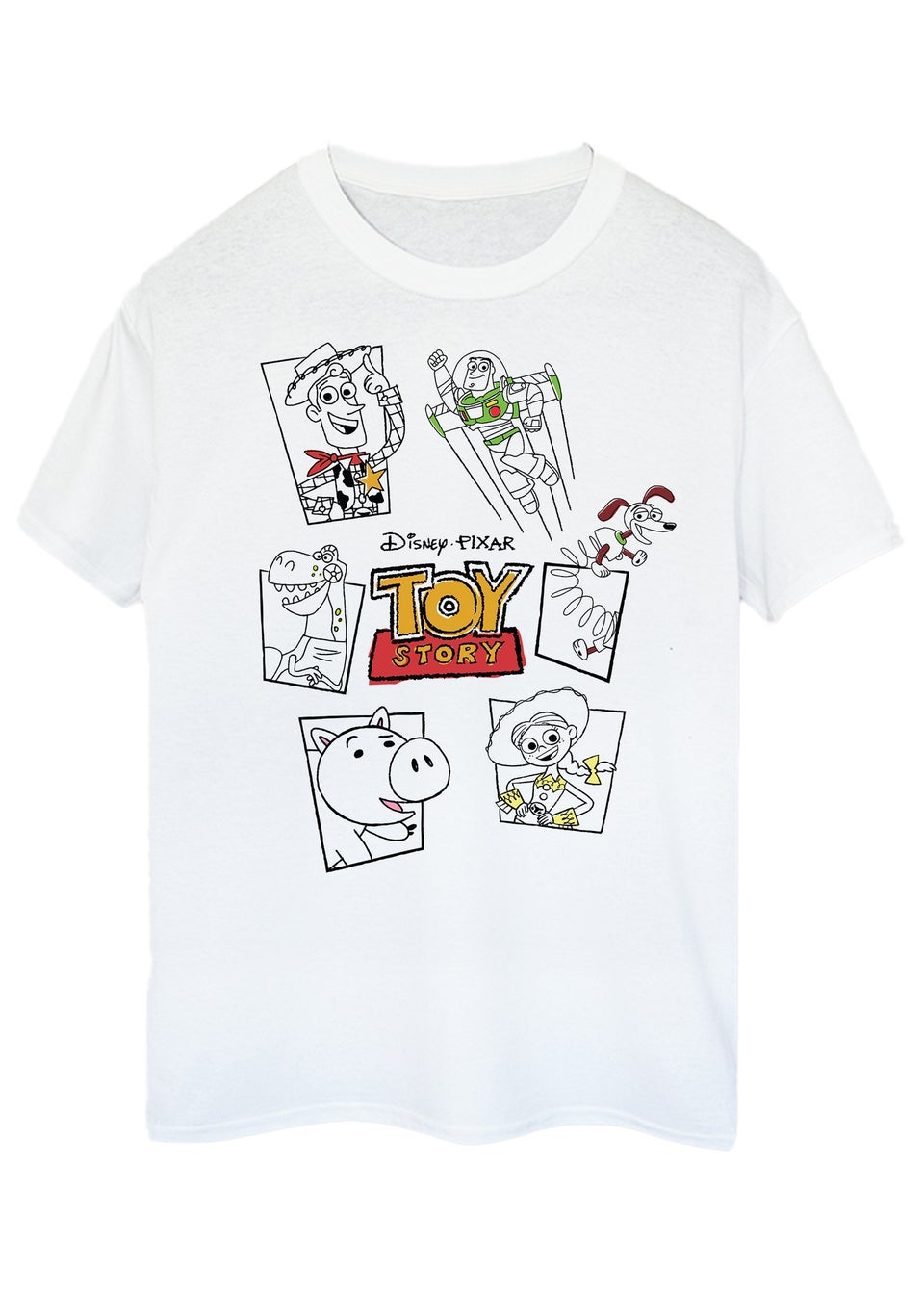 Disney Toy Story Sketch White Graphic T-Shirt