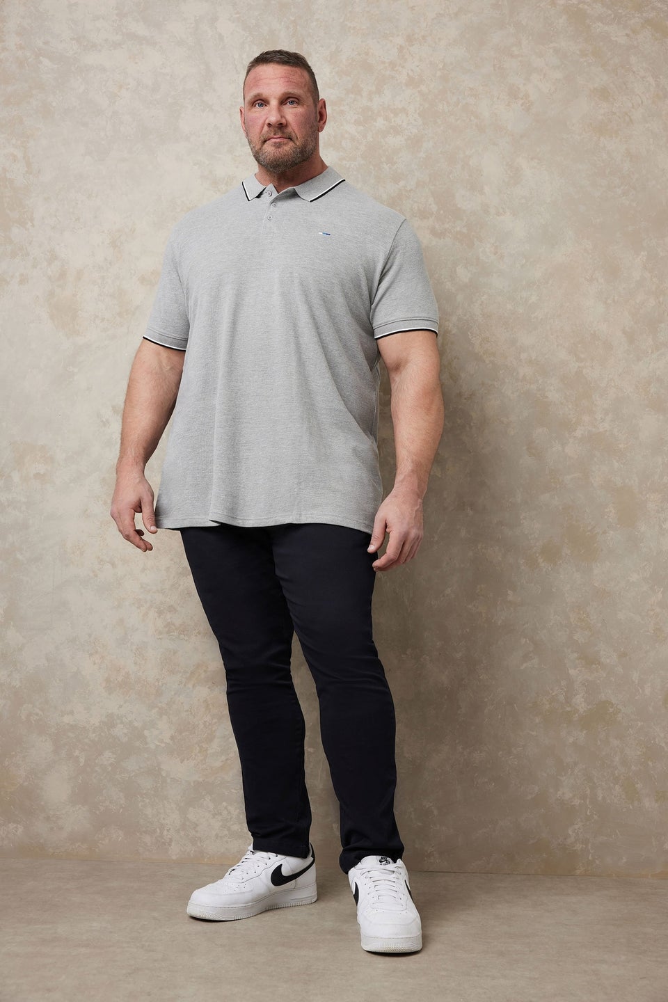 BadRhino Big & Tall Grey Marl Tipped Core Polo Shirt