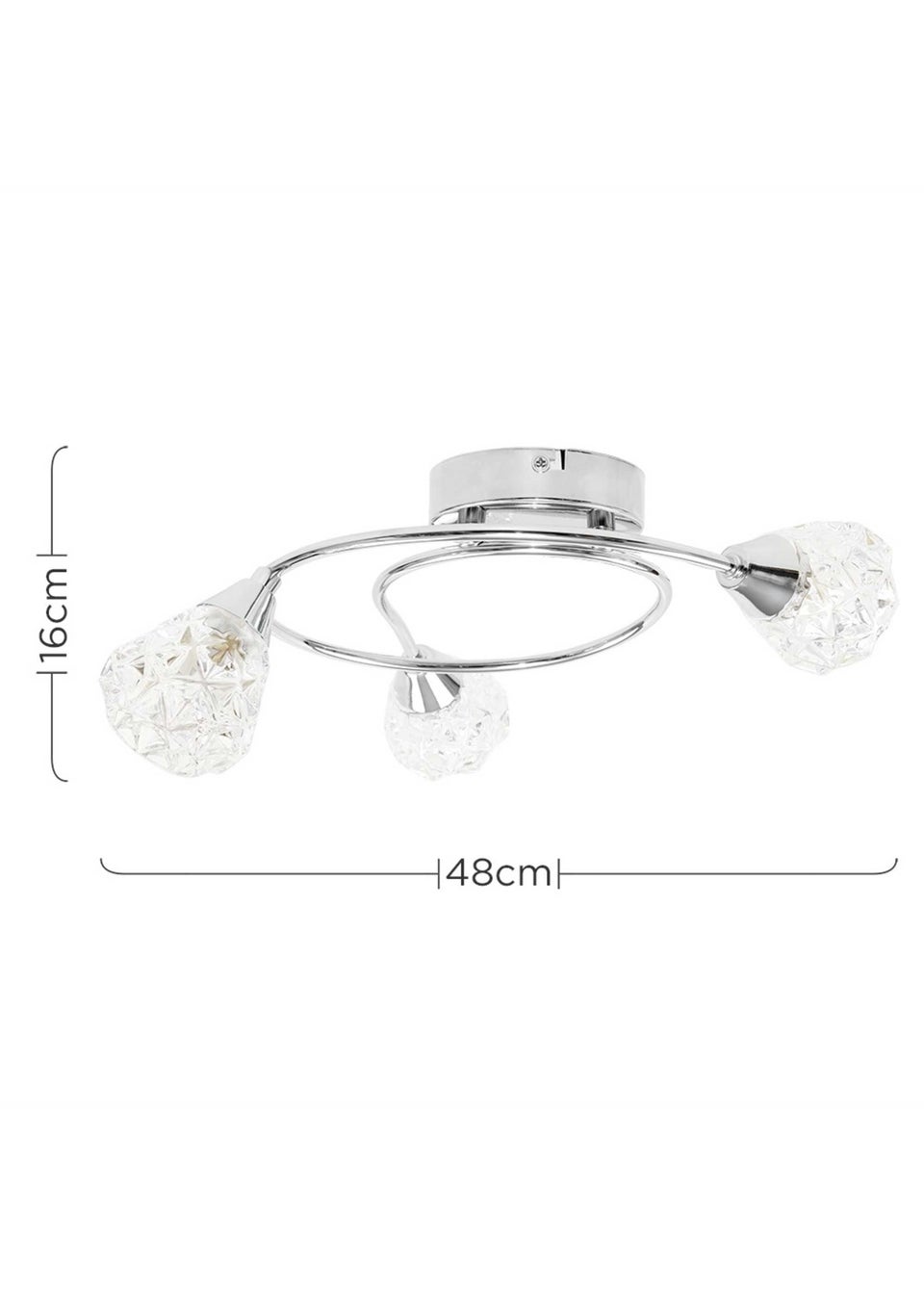ValueLights Astley Chrome 3 Way Swirl Ceiling Light