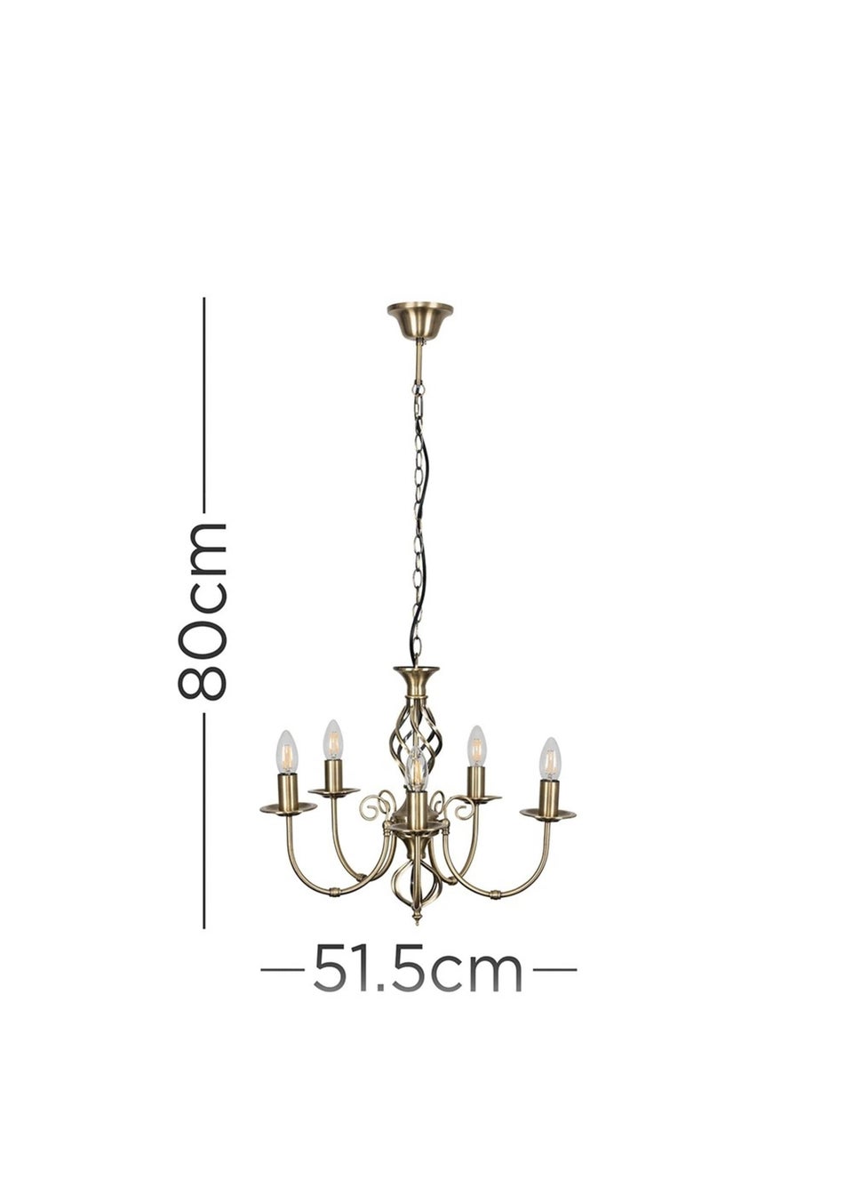 ValueLights Memphis Antique Brass Twist 5 Way Celling Light