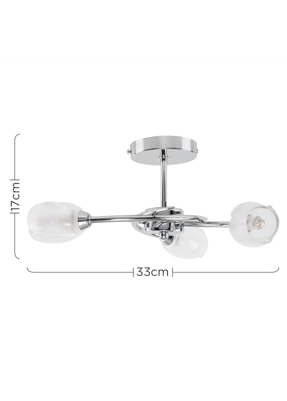 ValueLights Mia Chrome 3 Way Ceiling Light