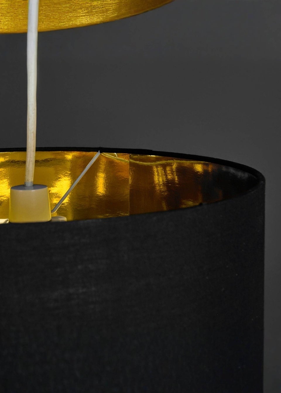 ValueLights Reni 35cm Easy Fit Lampshade Black with Metallic Gold Inner