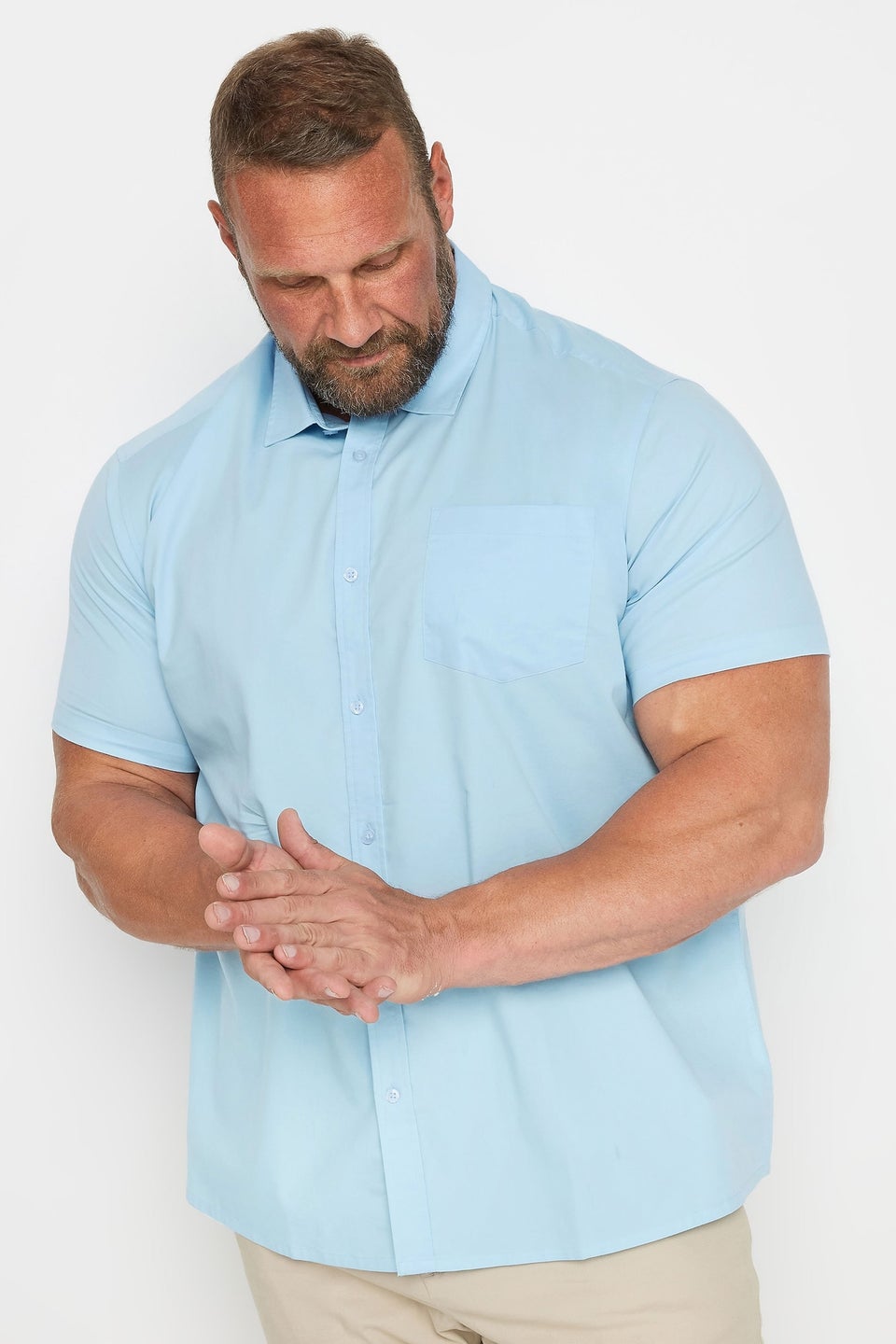BadRhino Big & Tall Light Blue Stretch Short Sleeve Shirt