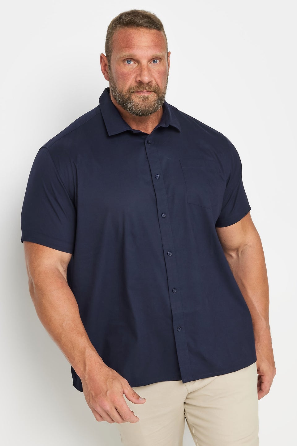 BadRhino Big & Tall Navy Blue Stretch Short Sleeve Shirt