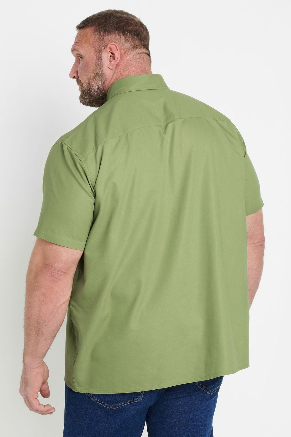 BadRhino Big & Tall Sage Green Short Sleeve Oxford Shirt