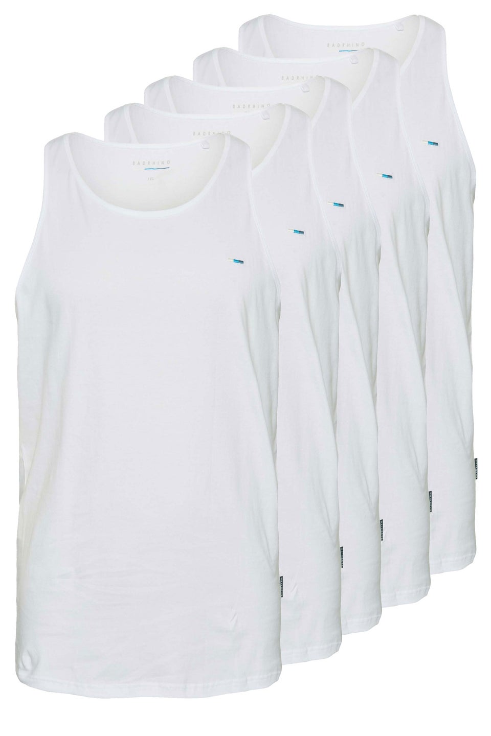 BadRhino Big & Tall White 5 Pack Vest Tops