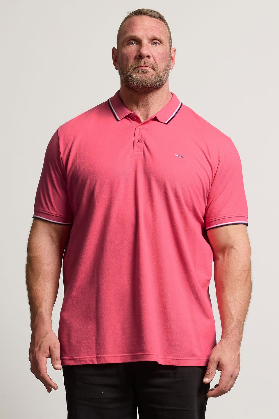 BadRhino Big & Tall Pink Tipped Polo Shirt
