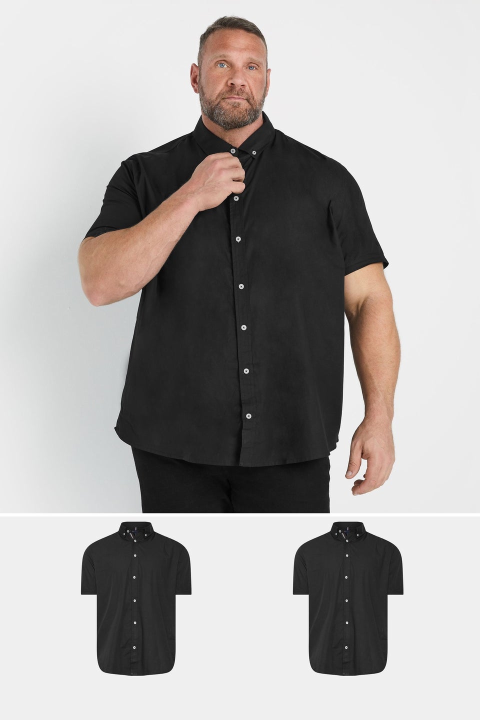 BadRhino Big & Tall 2 PACK Black Short Sleeve Poplin Shirts