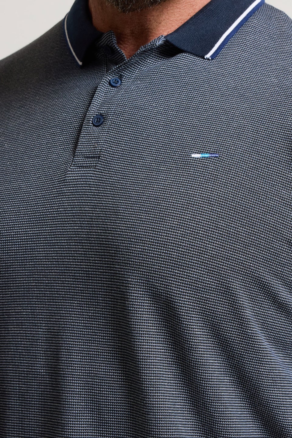 BadRhino Big Tall Blue Fine Stripe Tipped Polo Shirt Matalan