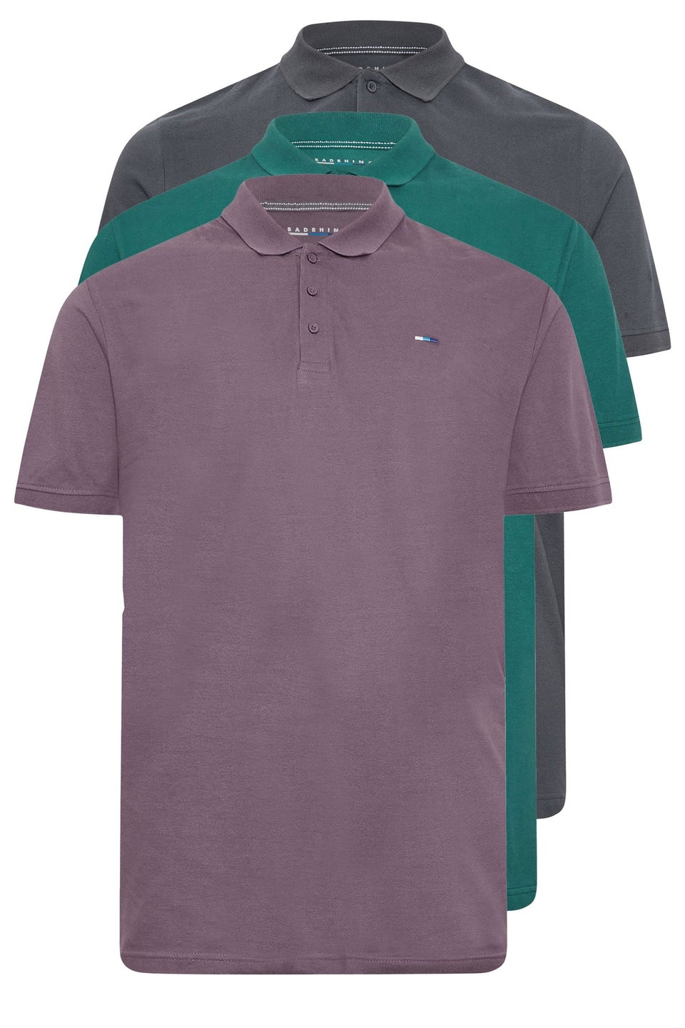BadRhino Big & Tall 3 PACK Green & Plum Purple Polo Shirts