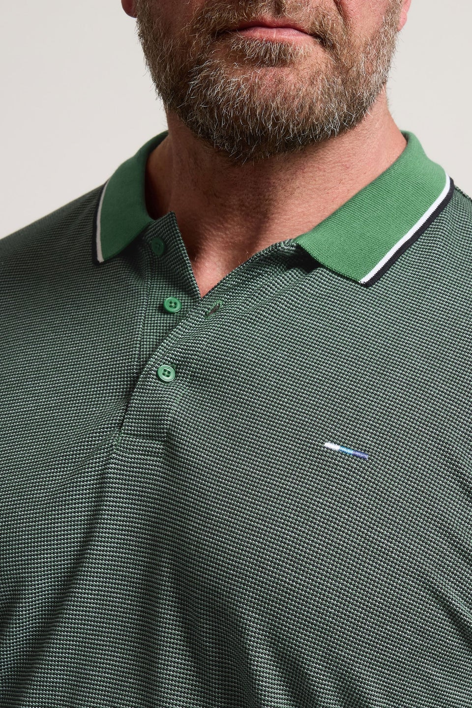BadRhino Big & Tall Green Fine Stripe Tipped Polo Shirt