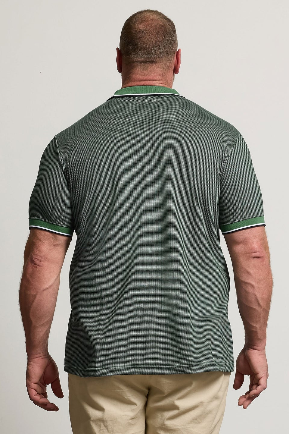 BadRhino Big & Tall Green Fine Stripe Tipped Polo Shirt