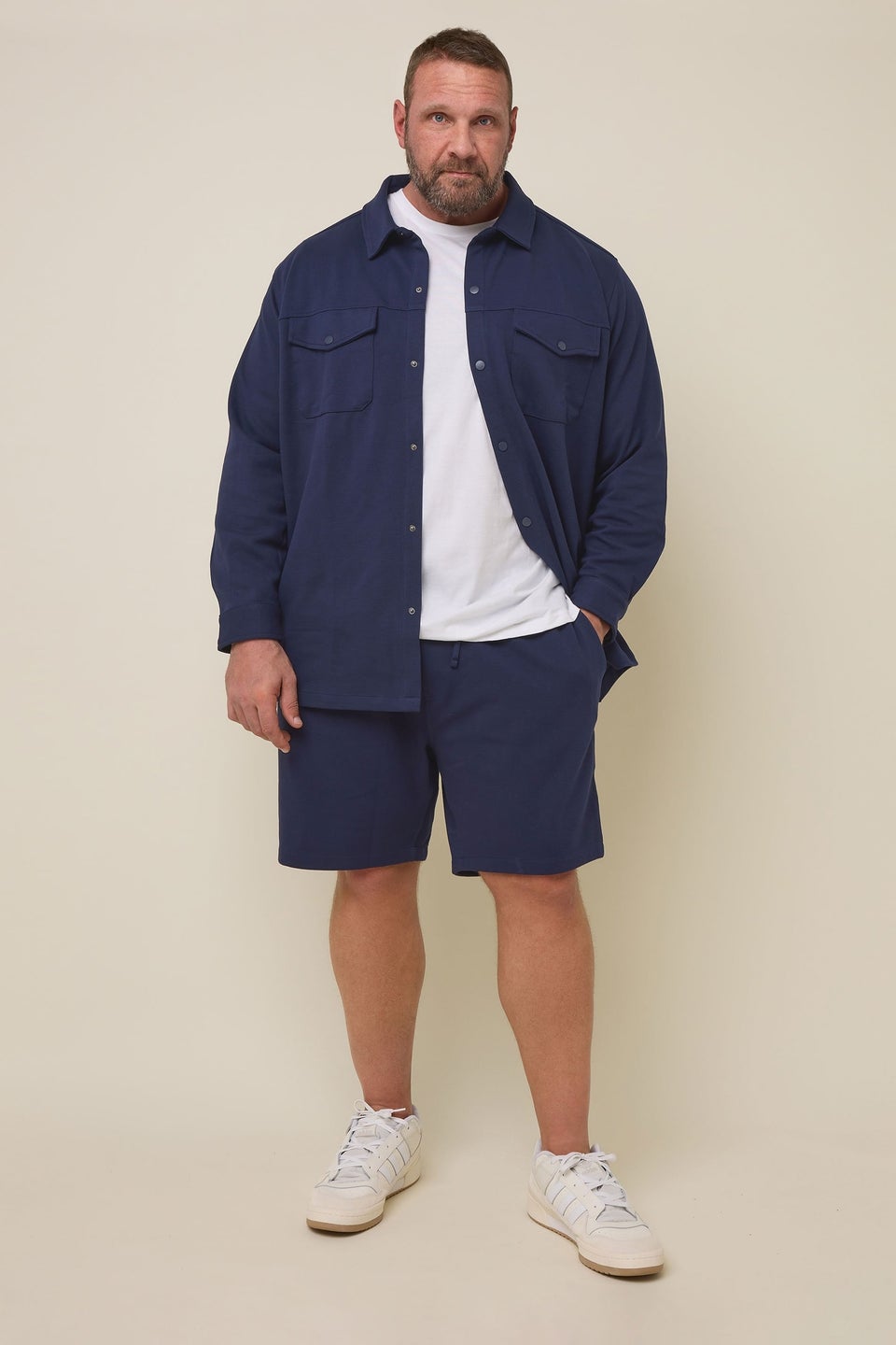 BadRhino Big & Tall Navy Blue Textured Jersey Shorts