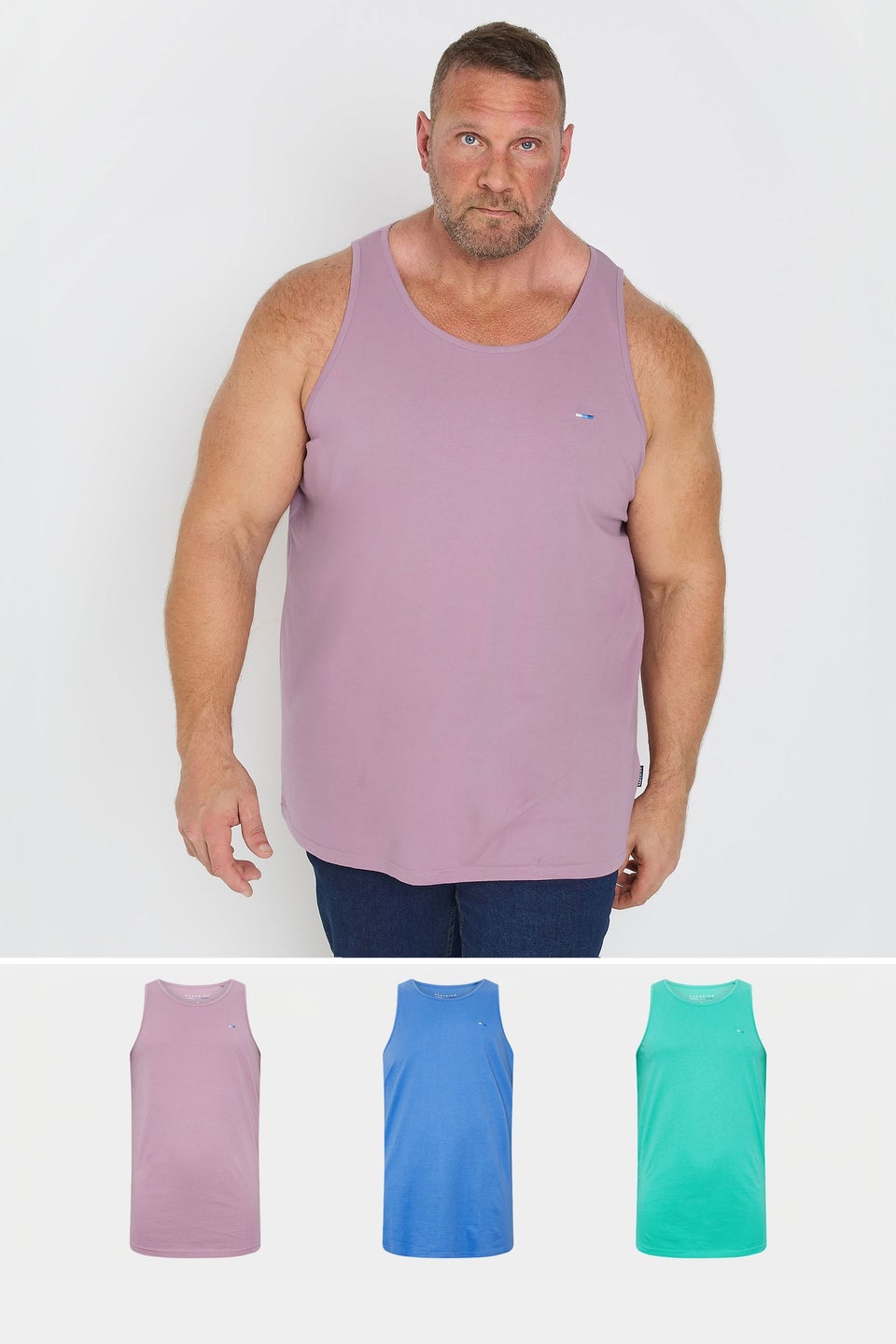 BadRhino Big & Tall Purple/ Blue/ Teal Green 3 Pack Vests