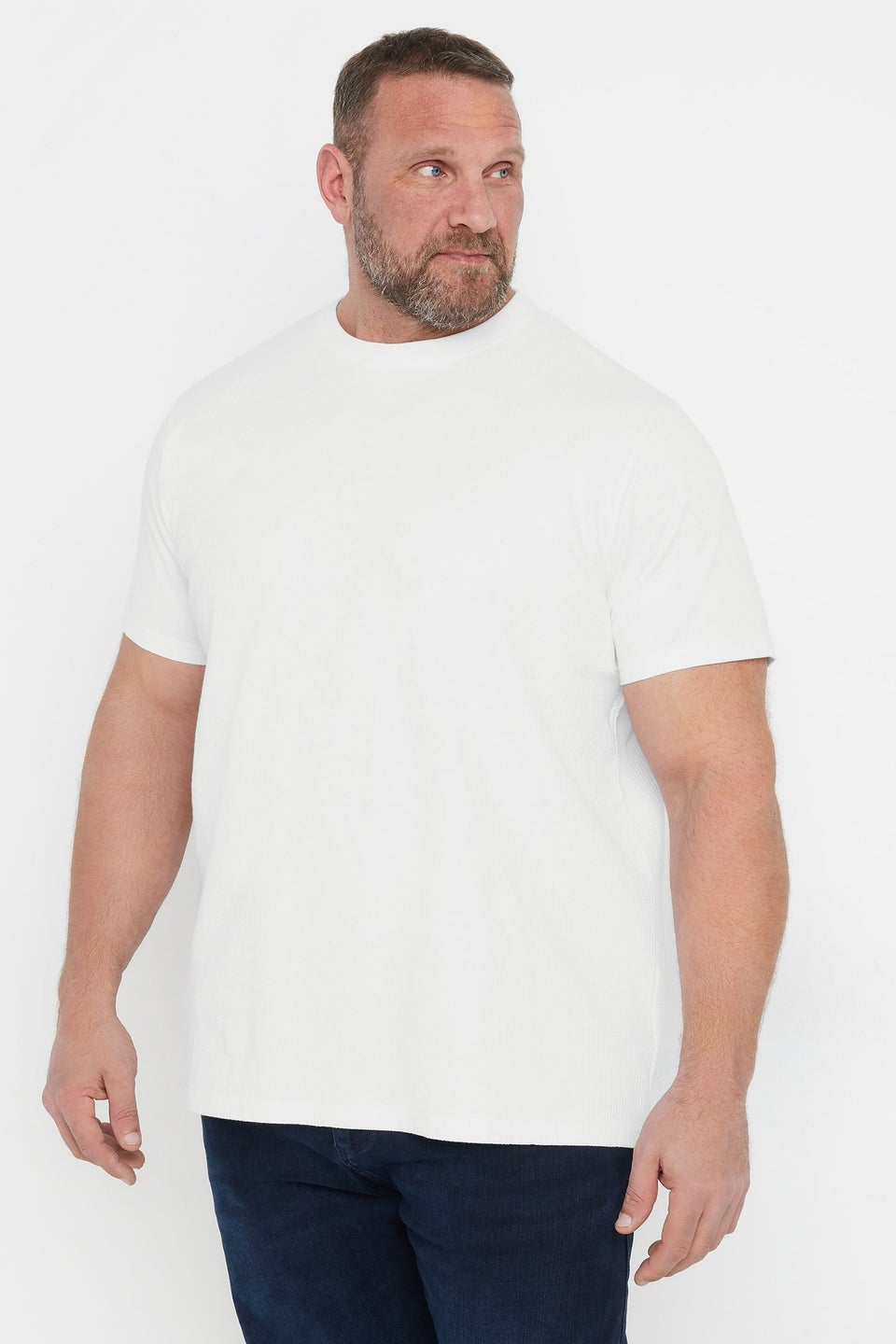 BadRhino Big & Tall White Seersucker Textured T-Shirt