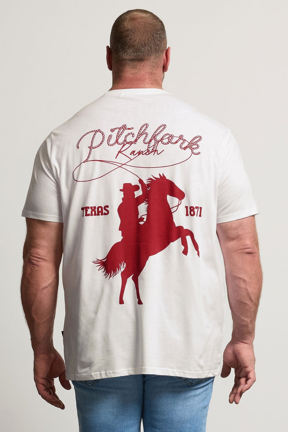 BadRhino White Pitchfork Graphic T-Shirt