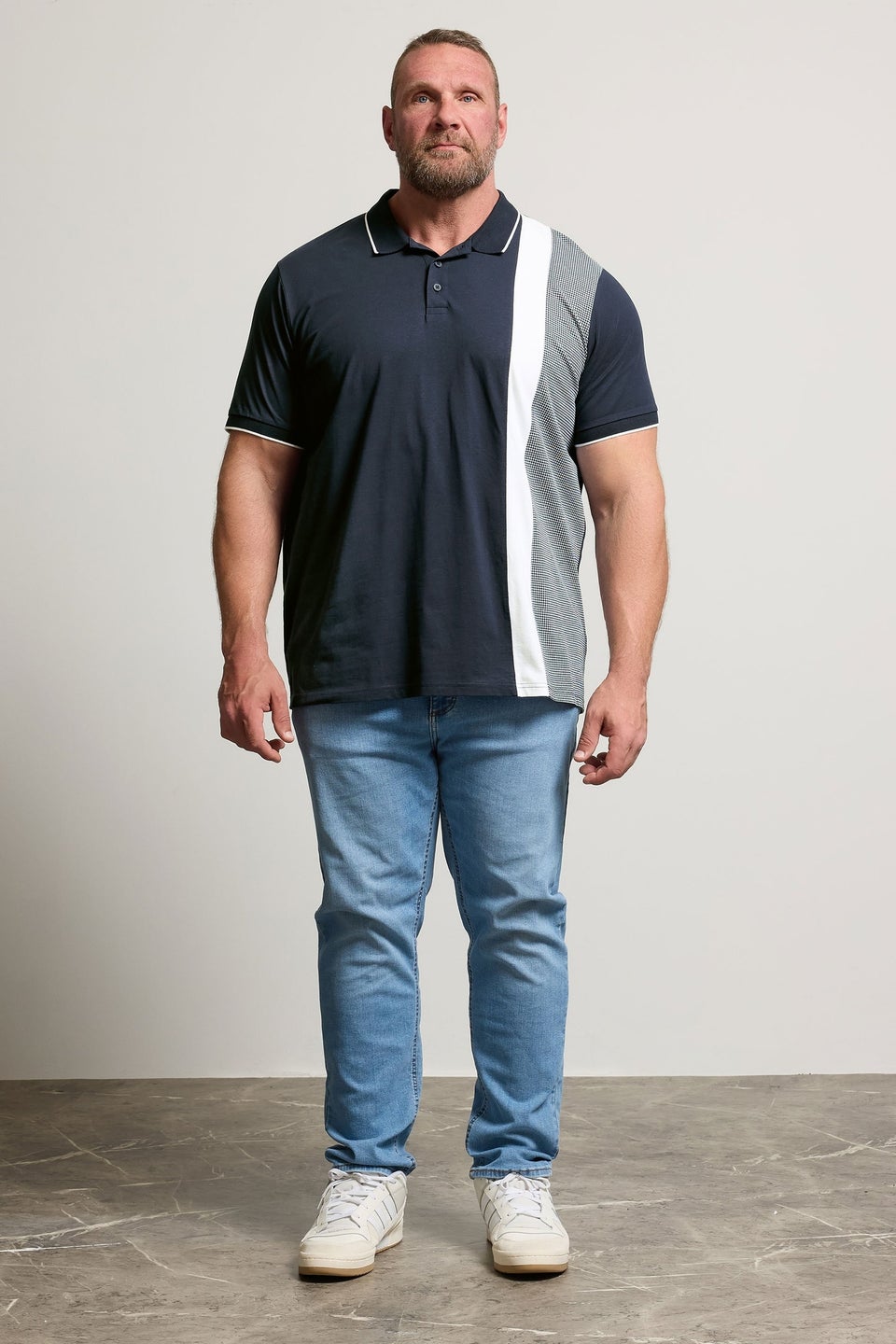 BadRhino Big & Tall Navy Blue Cut & Sew Tipped Polo Shirt