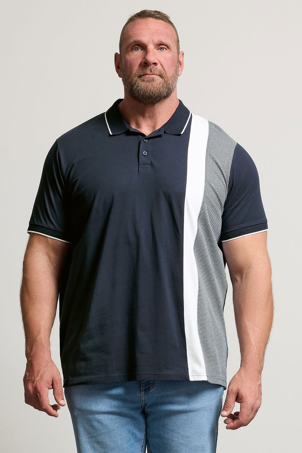 BadRhino Big & Tall Navy Blue Cut & Sew Tipped Polo Shirt