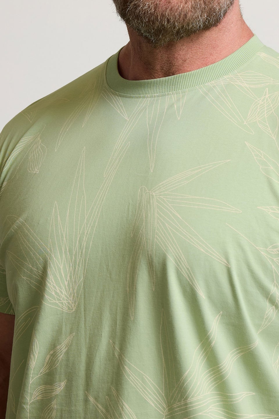 BadRhino Big & Tall Sage Green Leaf Printed T-Shirt