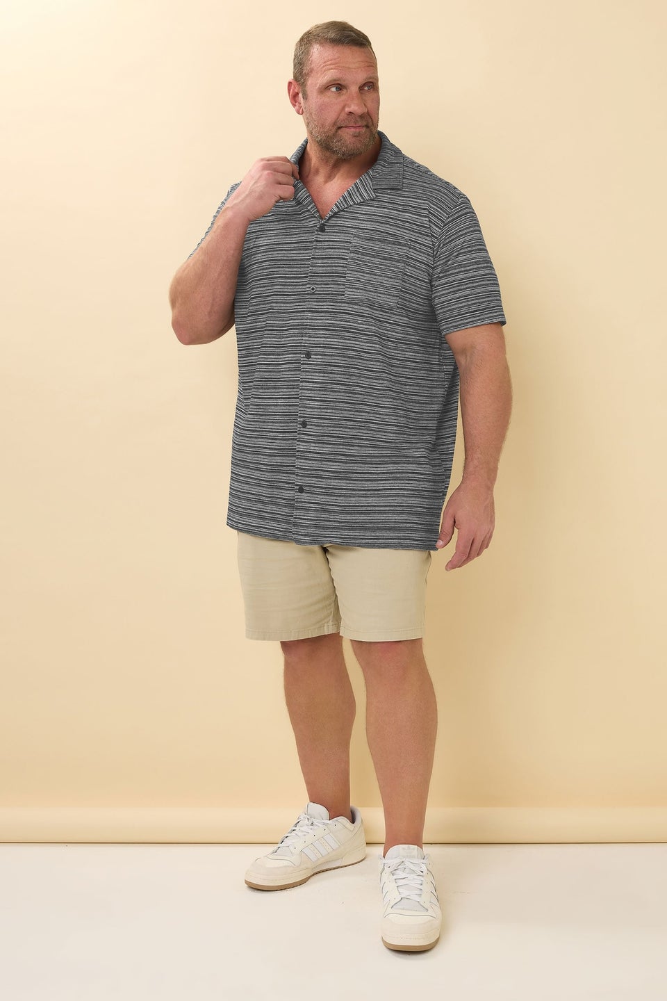 BadRhino Black Jacquard Stripe Jersey Revere Shirt