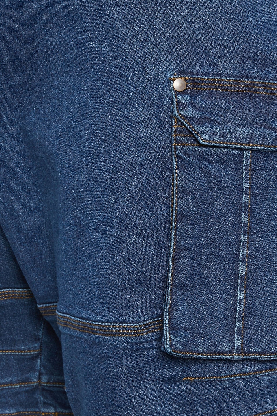 BadRhino Big & Tall Blue Elasticated Cargo Denim Shorts