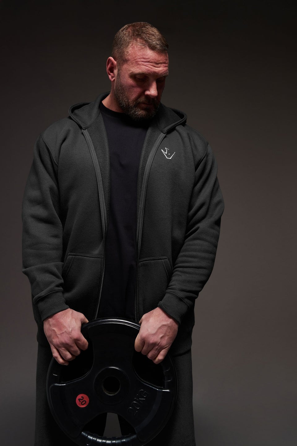 IronRhino Big & Tall Black 'Rest Day' Zip Through Hoodie