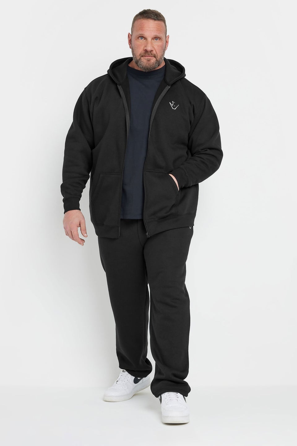 IronRhino Big & Tall Black 'Rest Day' Zip Through Hoodie