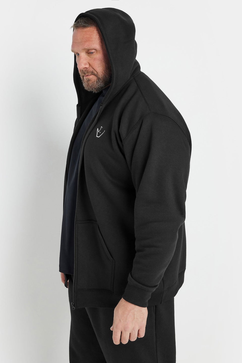 BadRhino Black 'Rest Day' Zip Through Hoodie