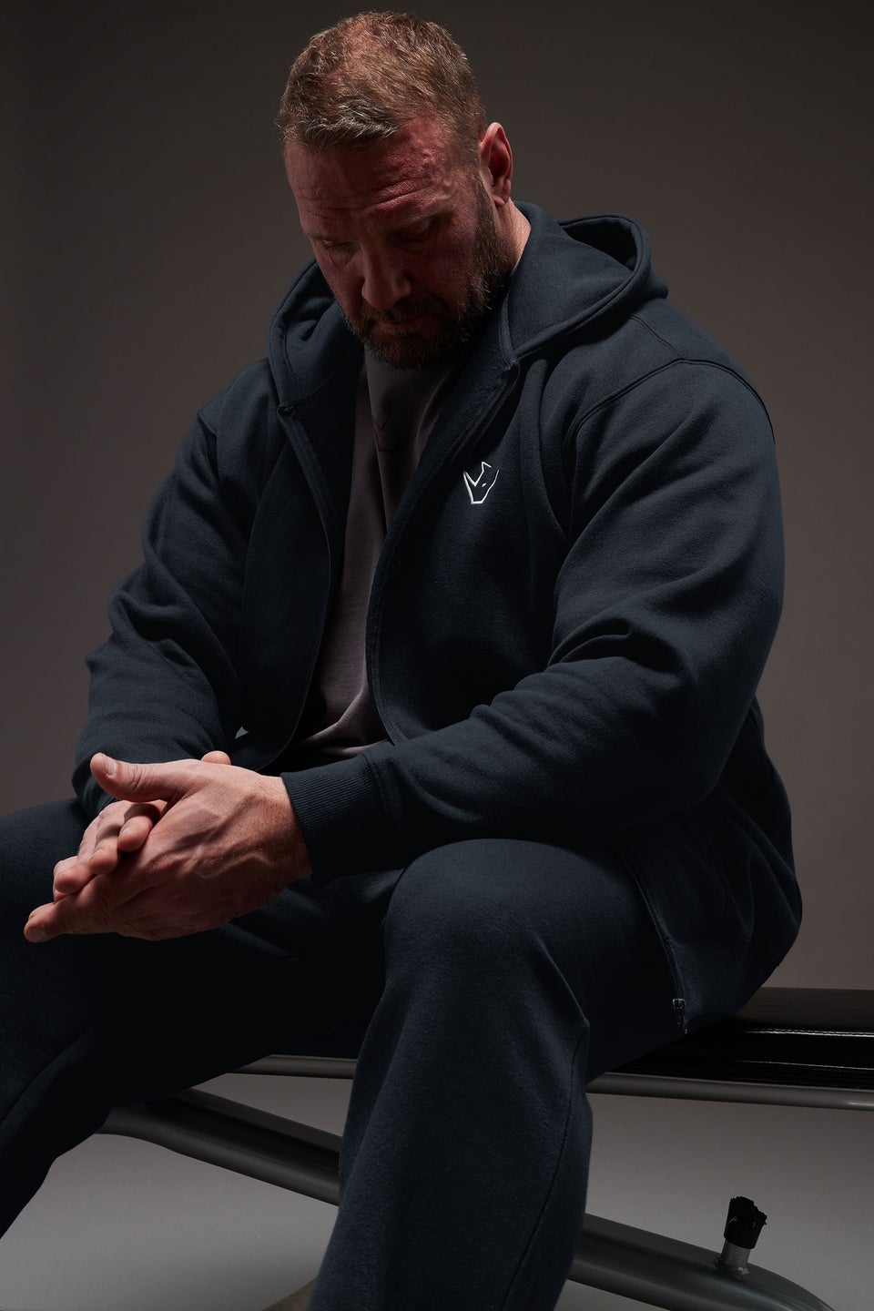 IronRhino Big & Tall Navy Blue 'Rest Day' Zip Through Hoodie