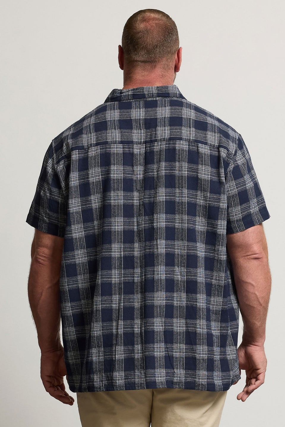 BadRhino Big & Tall Navy Blue Textured Check Print Shirt