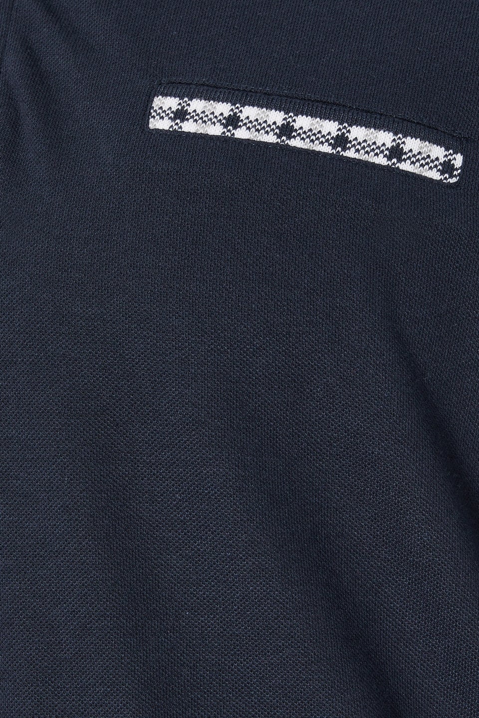 BadRhino Big & Tall Navy Blue Jacquard Checked Collar Polo Shirt