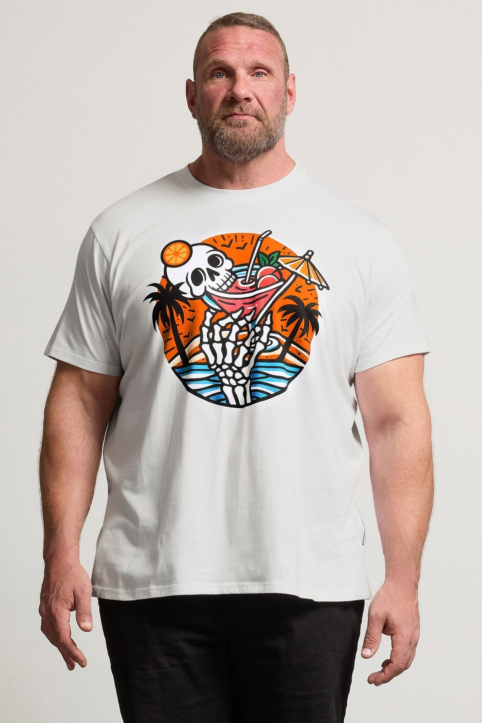 BadRhino White Skull Cocktail Graphic T-Shirt