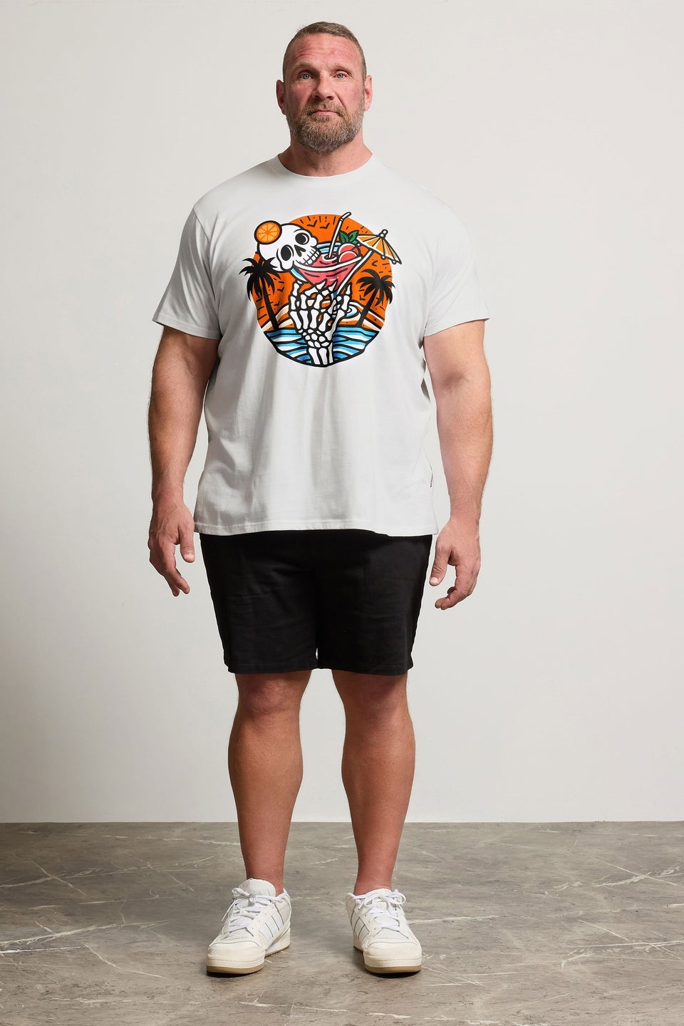 BadRhino White Skull Cocktail Graphic T-Shirt