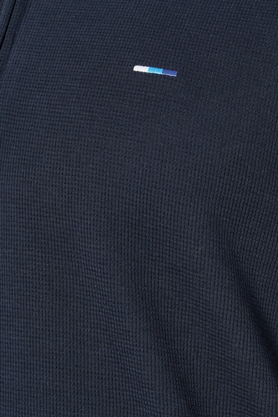 BadRhino Big & Tall Navy Blue Waffle Texture Zip Polo Shirt
